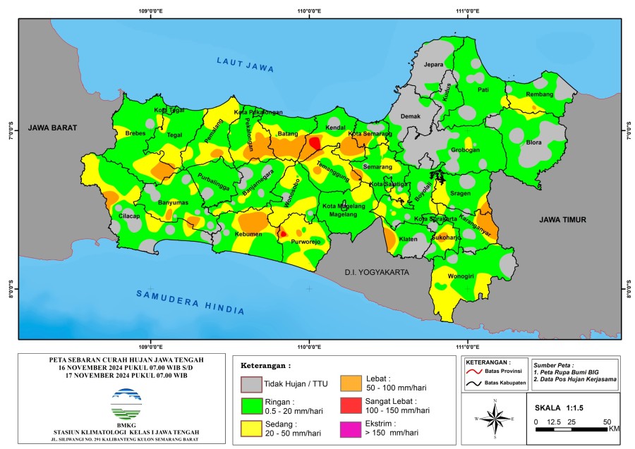 Prospek Cuaca Ekstrem di Jateng, 18-20 November 2024