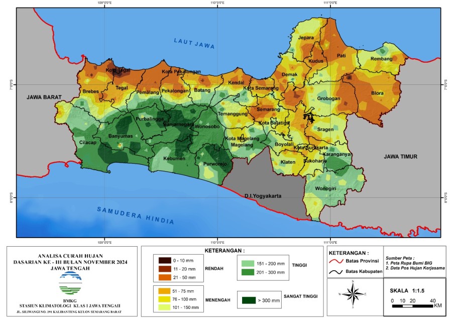 Hasil Monitoring HTH dan Analisis Curah Hujan Dasarian 3 November 2024