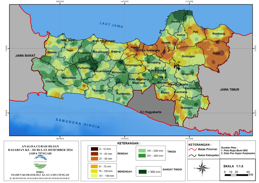 Analisis Curah Hujan Dasarian ke-3 Desember dan Prakiraan Probabilistik Januari 2025