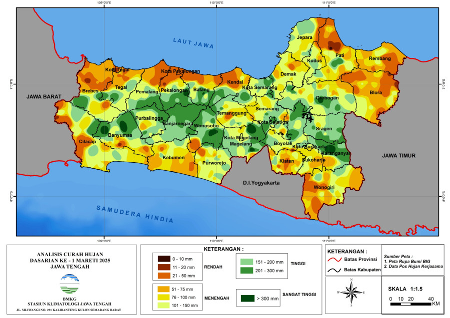 Hasil Monitoring HTH dan Analisis Curah Hujan Dasarian ke-I Maret 2025